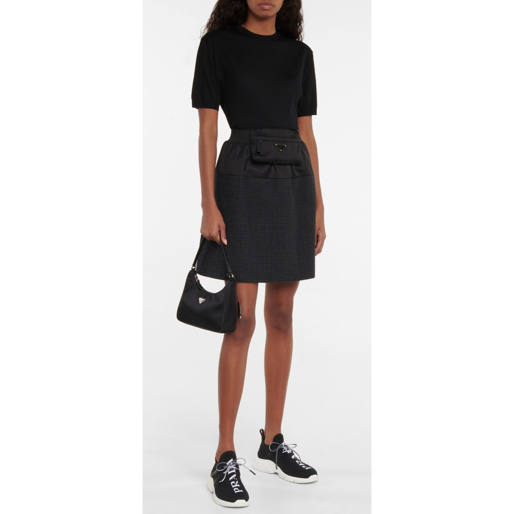 Prada XY Logo Sock Black White Knit Flat Lace Up Tie Pull On Trainer Sneaker 35 - Picture 4 of 12